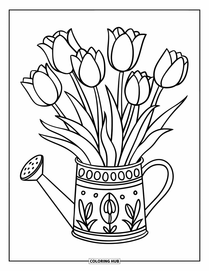 Spring-themed tulip diagram worksheet for engaging first-grade students Coloring page featuring a tulip diagram for first graders to enhance their understanding of grammar and mechanics