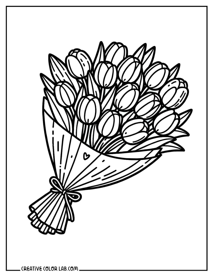 Worksheet featuring a tulip diagram coloring activity for spring learning fun Coloring page of a tulip diagram designed for first graders to enhance their grammar and mechanics skills