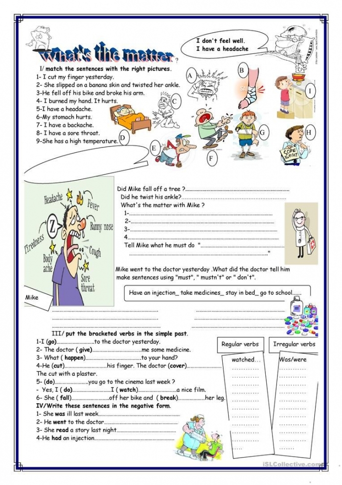 Worksheet illustrating a lighthearted story about a twisted ankle with hidden similes for second graders