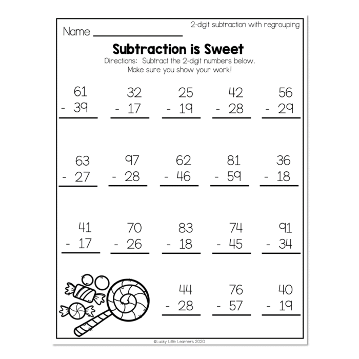 Two-digit subtraction with regrouping worksheet featuring a jungle theme for second graders