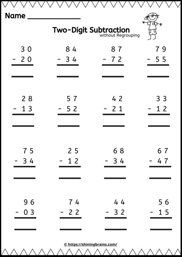 Engaging 2nd grade math worksheet to enhance subtraction skills with fun activities Two-Digit Subtraction worksheet for second graders featuring subtraction problems and a word puzzle