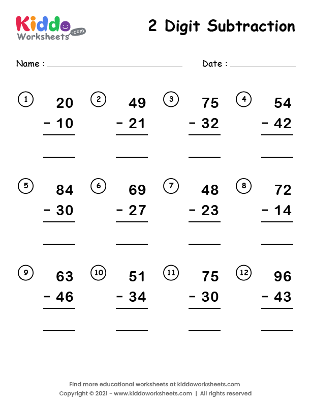 Second grade math worksheet focusing on two-digit subtraction with an engaging puzzle at the end Two-digit subtraction worksheet for second graders featuring math problems and a fun word puzzle