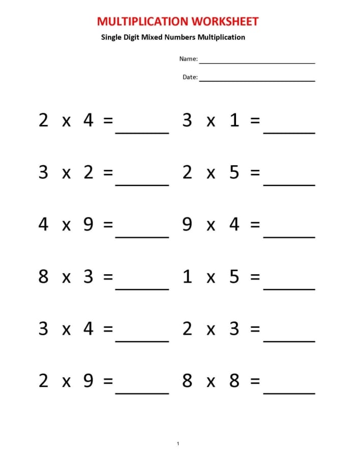 Third grade students practicing speed math with a two-minute multiplication worksheet