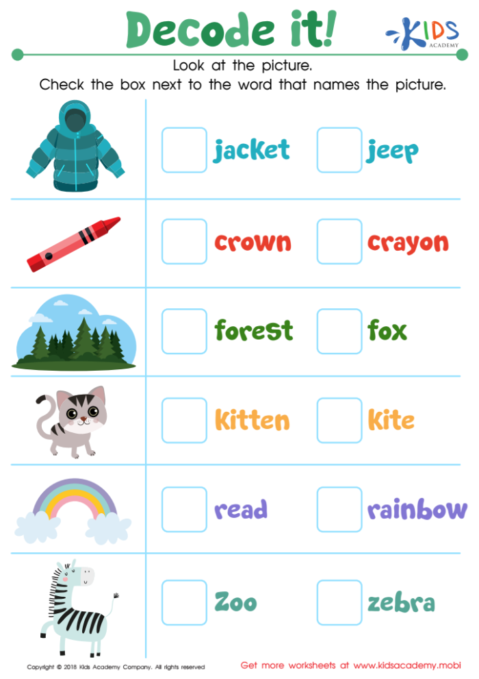 Engaging activity for young learners to practice syllable counting Two Syllable Words worksheet focusing on double consonants for Pre-K students