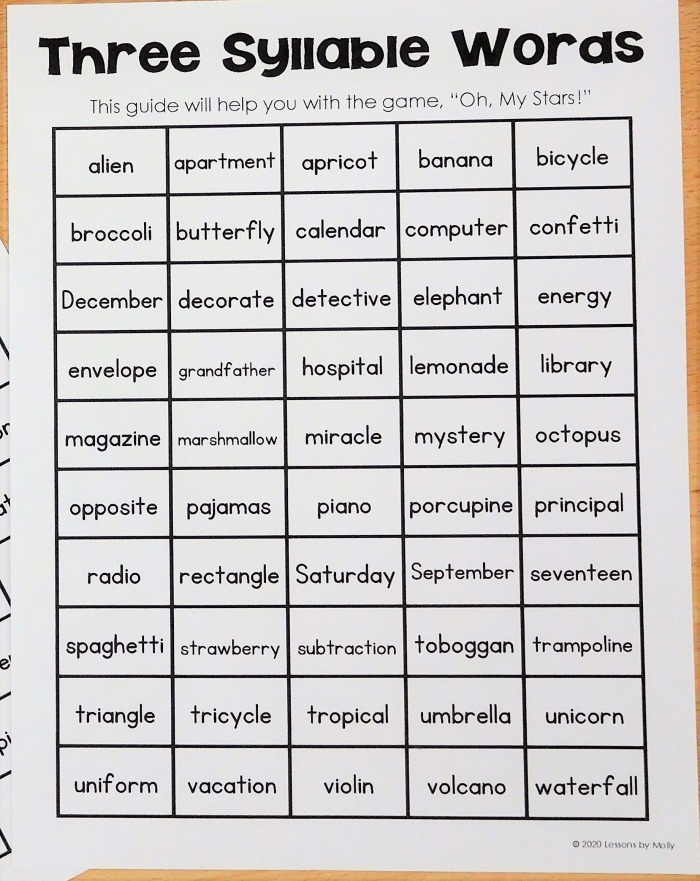 Engaging activity sheet for counting syllables in two-syllable words Two Syllable Words worksheet for Pre-K students focusing on double consonants