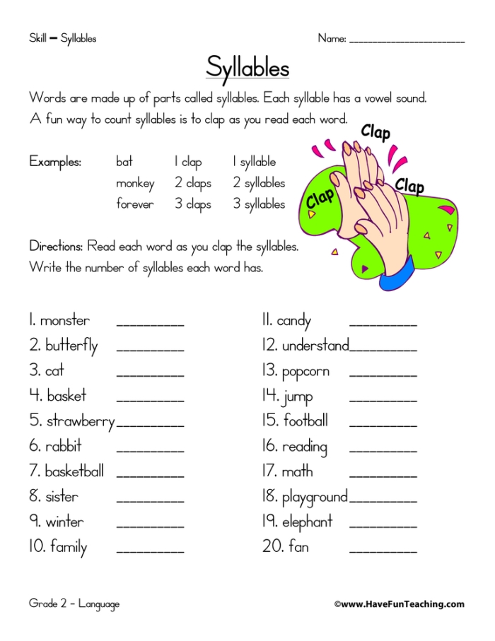 Two Syllable Words Worksheet for Early Writing Skills Worksheet featuring two-syllable words with double consonants for Pre-K students