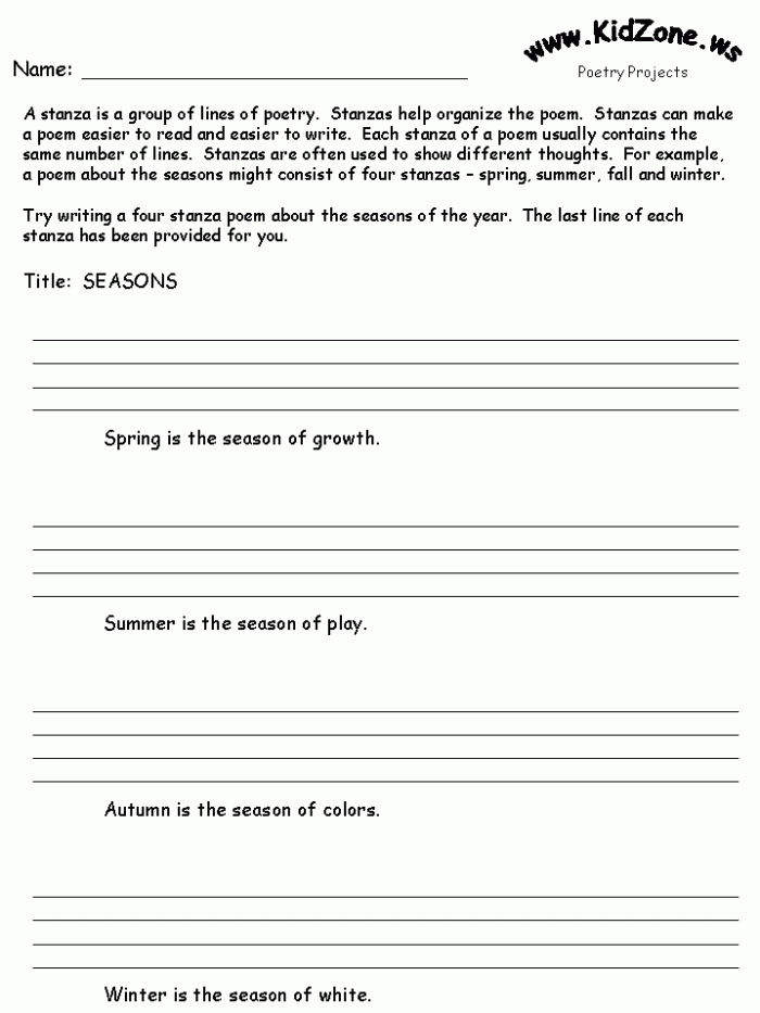 Educational resource showcasing different poetry forms for young learners Types of poetry worksheet for third graders exploring various poetic structures