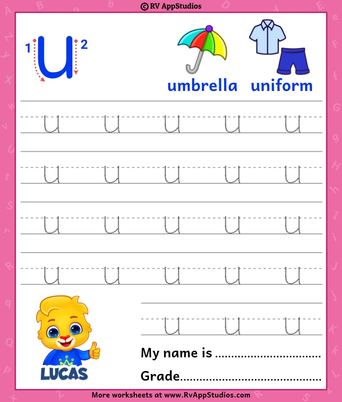 Fun and educational U Is For... worksheet for early learners Worksheet featuring the letter U for preschoolers to color and learn sounds