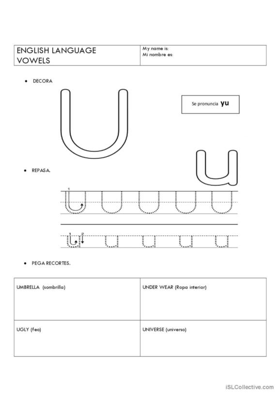 Engaging worksheet image for teaching the alphabet to young learners Colorful "U Is For..." worksheet designed for preschoolers to explore letter U sounds