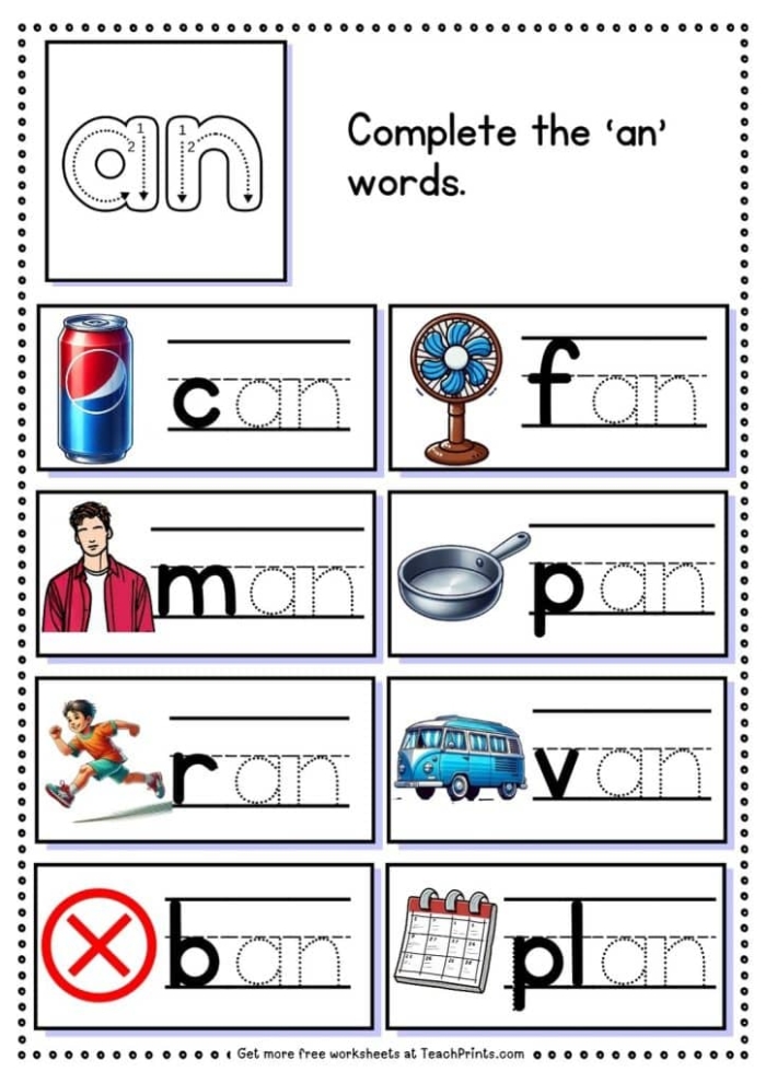 Kindergarten word family worksheet focusing on the ug sound for early reading practice
