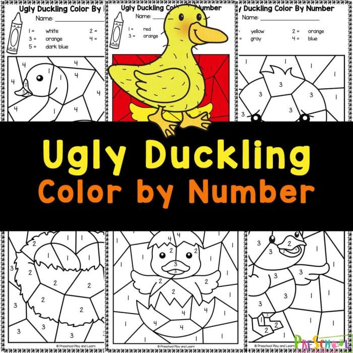 Worksheet for "The Ugly Duckling" story comprehension task