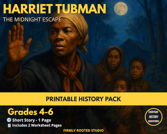 Fourth grade math addition worksheet featuring historical facts about the Underground Railroad