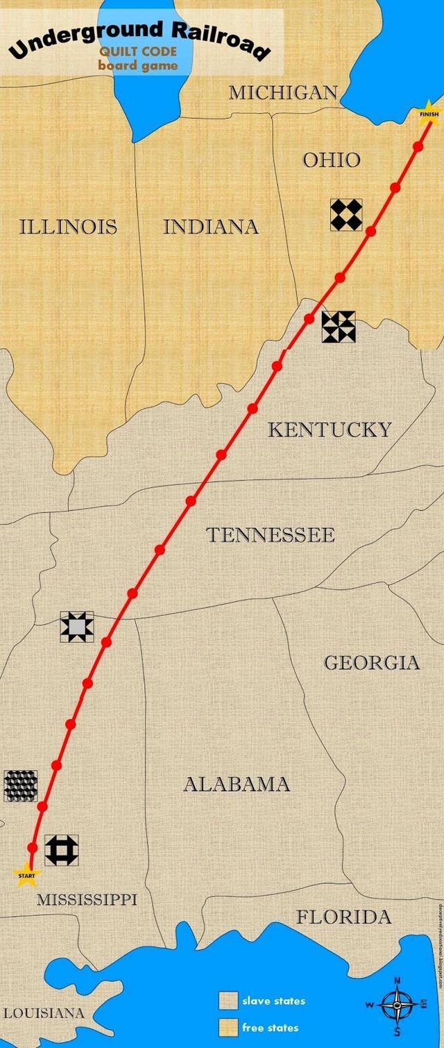 Worksheet image depicting the journey of brave passengers on the Underground Railroad Illustration of an Underground Railroad map designed for subtraction practice in third grade