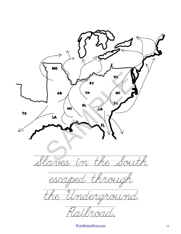 Illustration of The Underground Railroad worksheet for fourth graders focusing on addition skills related to history