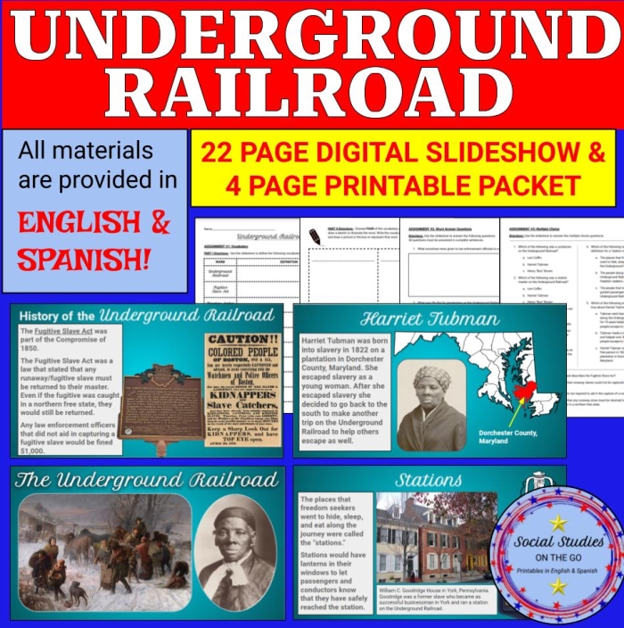 Educational worksheet on the Underground Railroad for fourth graders focusing on addition skills