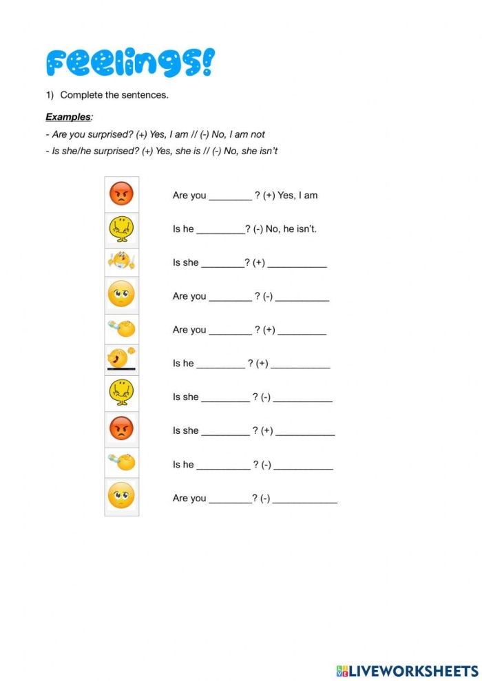 Kindergarten student practicing emotion identification on a subtraction themed worksheet