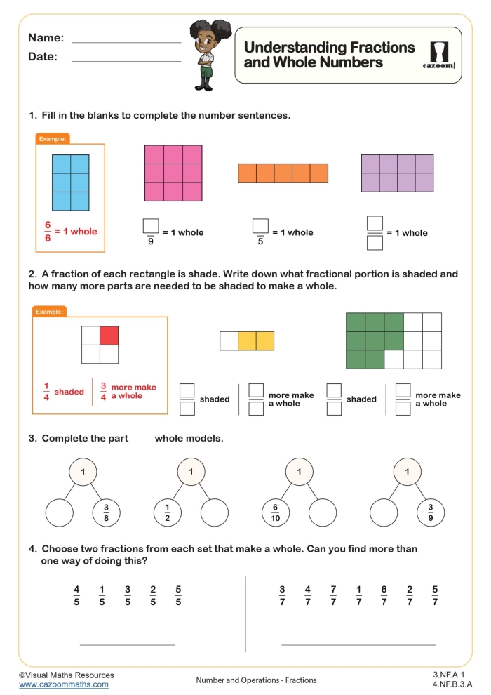 Understanding Fractions Worksheet for Multiplication - Image 24 Colorful worksheet designed for third graders to grasp the concept of fractions as parts of a whole