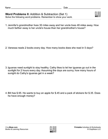 Second grade math worksheet featuring money word problems to practice addition skills