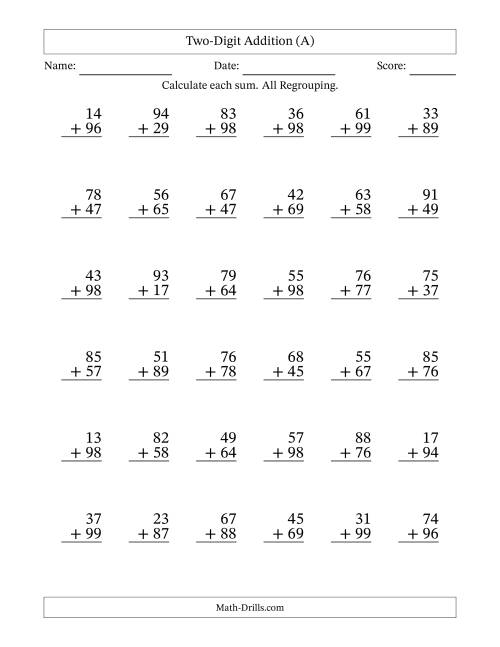 Underwater Double Digit Addition Practice Worksheet 14 Second grade math worksheet featuring underwater themed double digit addition with regrouping problems