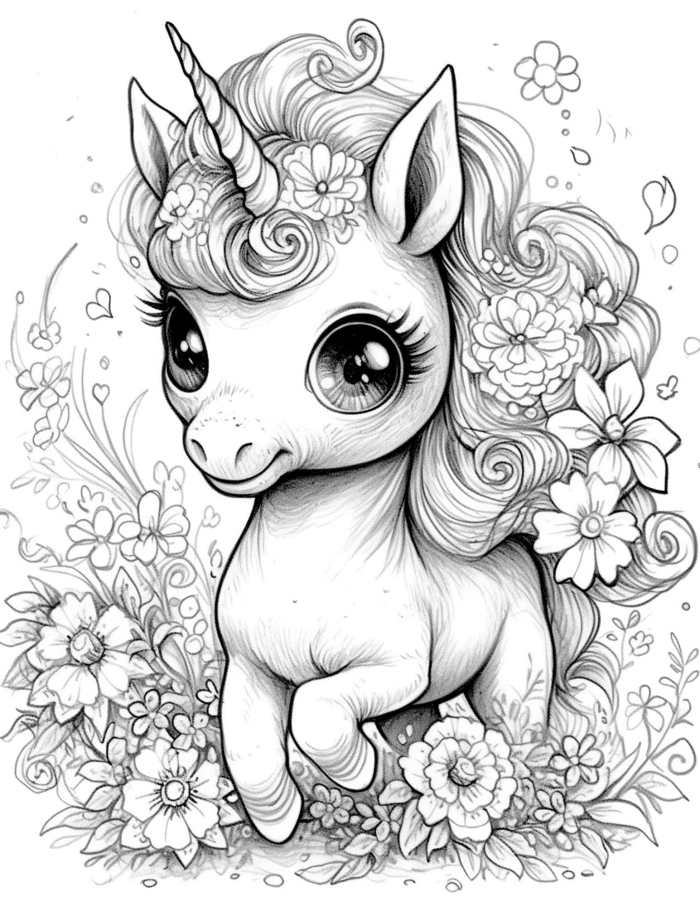 A delightful unicorn coloring page worksheet for Pre-K kids to enjoy