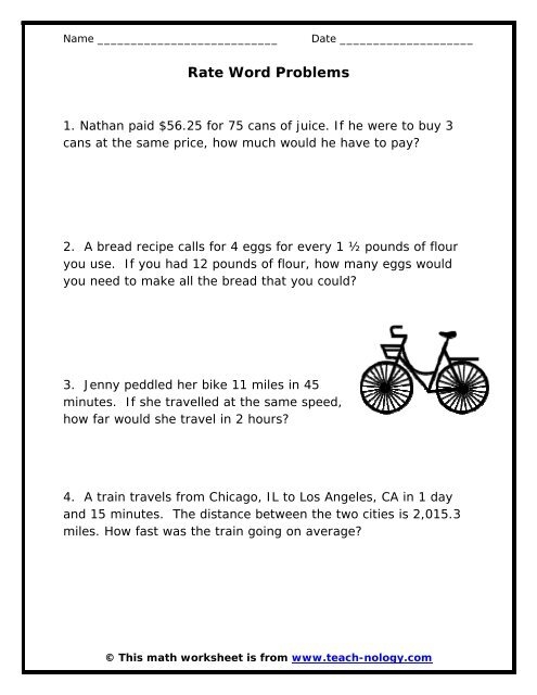 Image 3 from Comparing Unit Rates Word Problems worksheet showing algebra practice exercises Sixth grade students solving unit rate comparison problems with real world shopping and speed scenarios