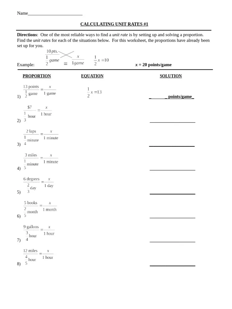 Seventh grade students practice calculating unit rates with fractions on this geography themed worksheet