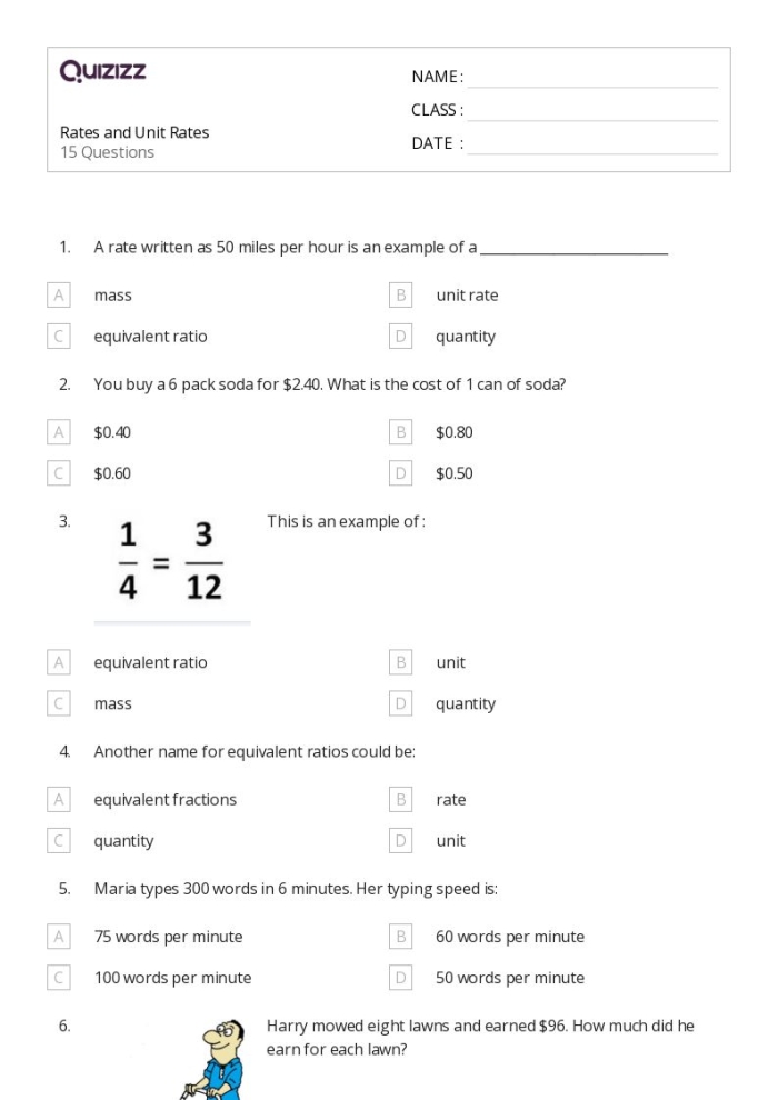 Shopping for Deals Unit Rate Performance Task Worksheet Image 9 Sixth grade math worksheet focused on calculating unit rates for shopping deals