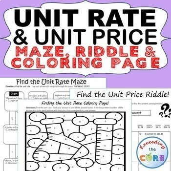 Finding Unit Rates Maze Worksheet 14 Sixth grade math worksheet featuring a maze focused on calculating unit rates for integers and rational numbers