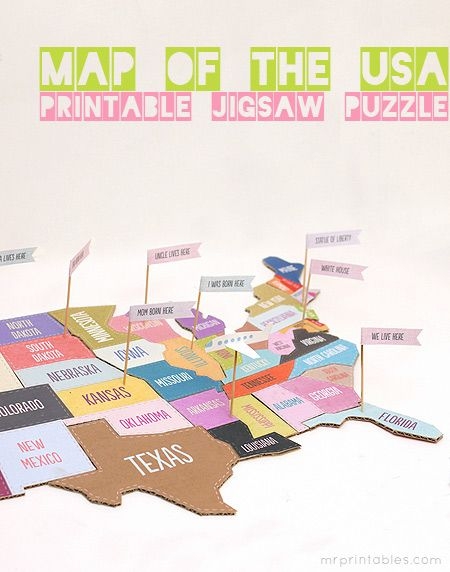 Puzzle worksheet for first graders to learn the 50 U.S. states