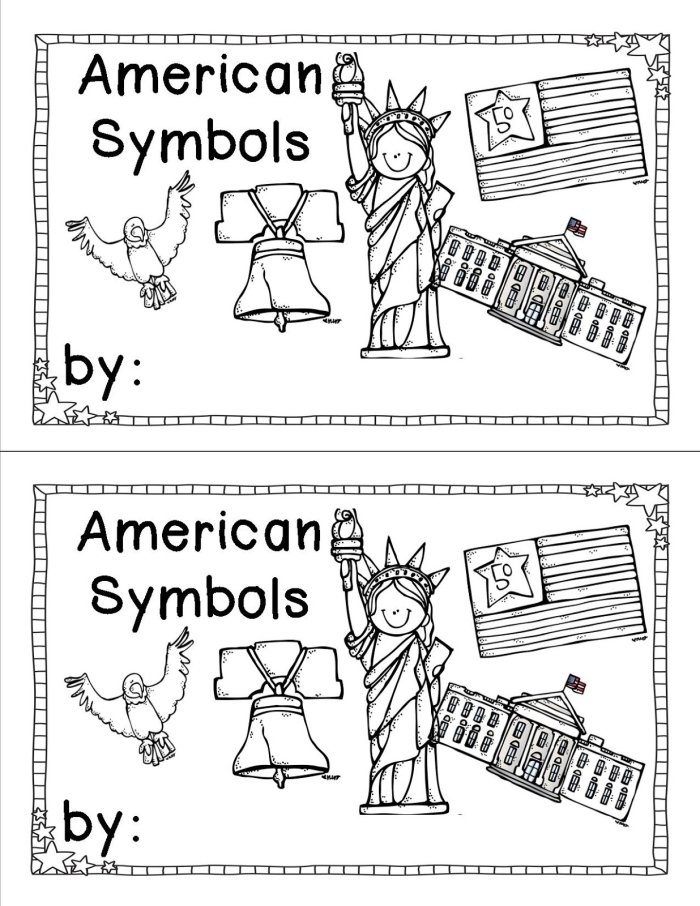 Worksheet showcasing United States symbols designed for first graders learning phonics