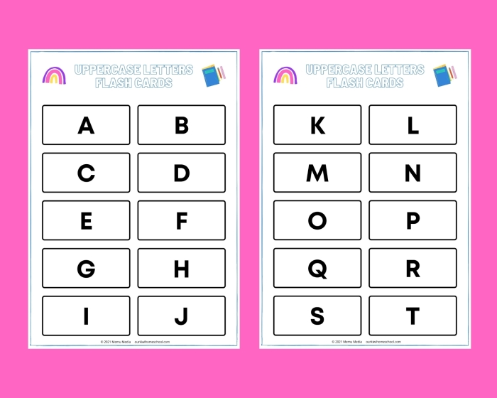 Charming uppercase alphabet flash cards worksheet for improving grammar and mechanics in early education Uppercase alphabet flash cards from A to Z designed for Pre-K learners to enhance letter recognition skills