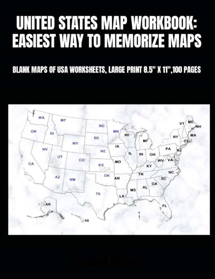 Blank map of the United States for third grade geography practice and learning