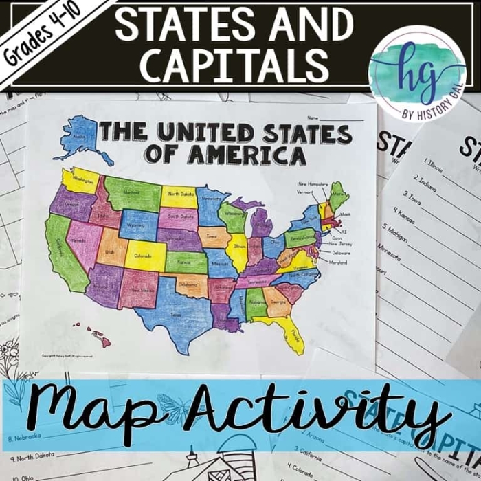 Engaging activity for mastering state names and their capitals U.S. map worksheet featuring capitals for fifth graders to fill in the blanks