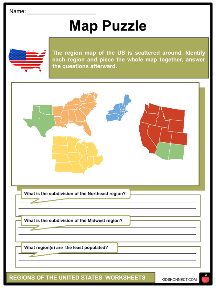 Fourth grade students identify and label the eight regions of the United States on this geography worksheet