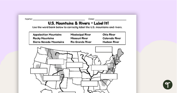 Second grade students learn geography and multiplication with this U.S. rivers map worksheet 21