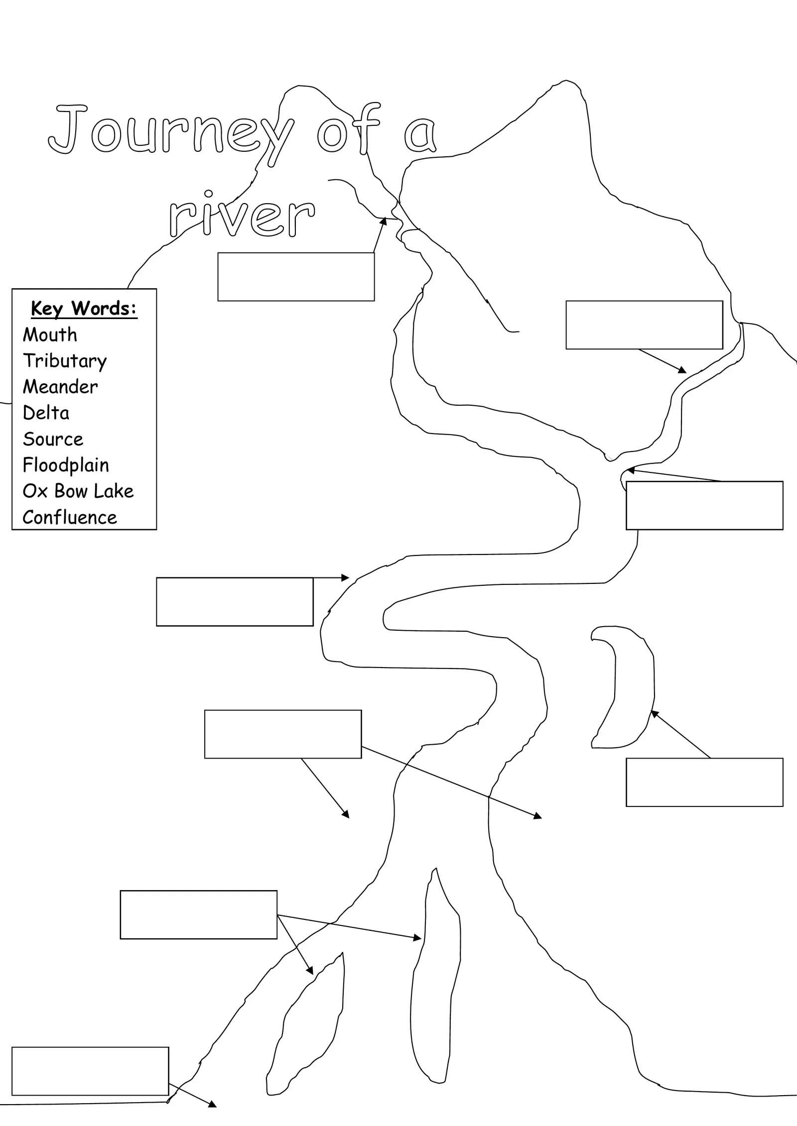 Second grade students solving multiplication problems to label major U.S. rivers on a map worksheet