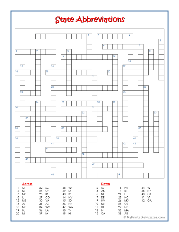 Fourth grade student identifying states on a map to solve the USA States Crossword worksheet 14