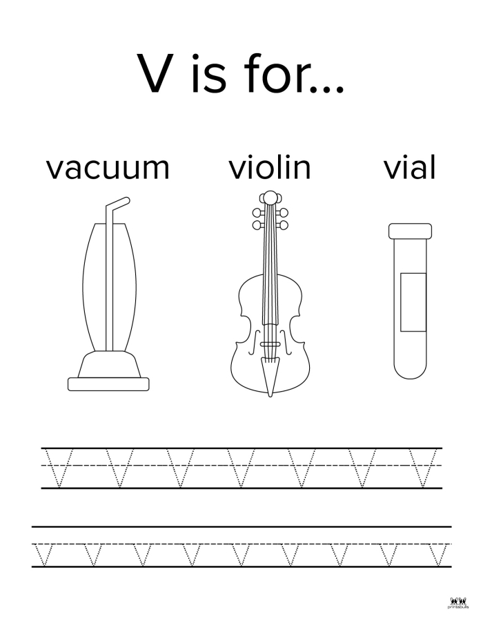 V Is For... Pre-K Alphabet Learning Worksheet for Kids Worksheet featuring fun activities to teach preschoolers the letter V and its sounds