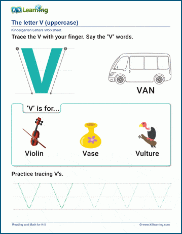 Engaging V Is For... worksheet for early reading skills and coloring fun Worksheet featuring fun activities for preschoolers to learn the letter V and its sounds