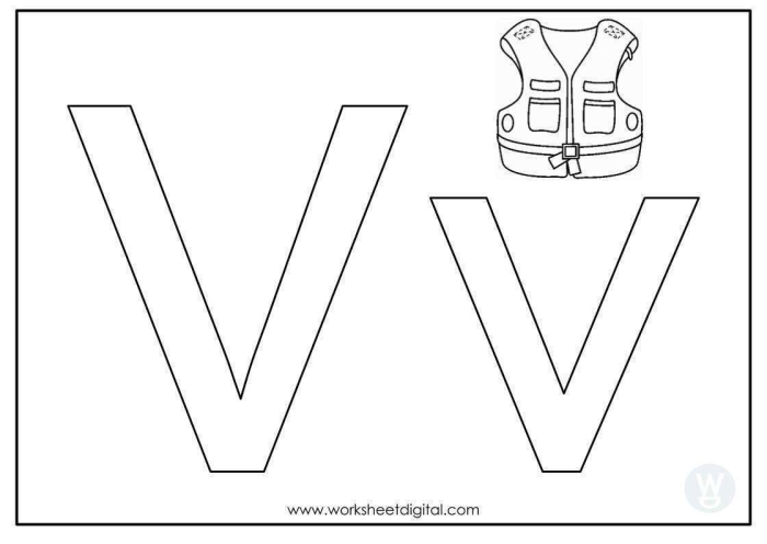 Engaging alphabet practice for young learners with coloring opportunities V Is For... worksheet featuring fun activities for preschoolers to learn the letter V
