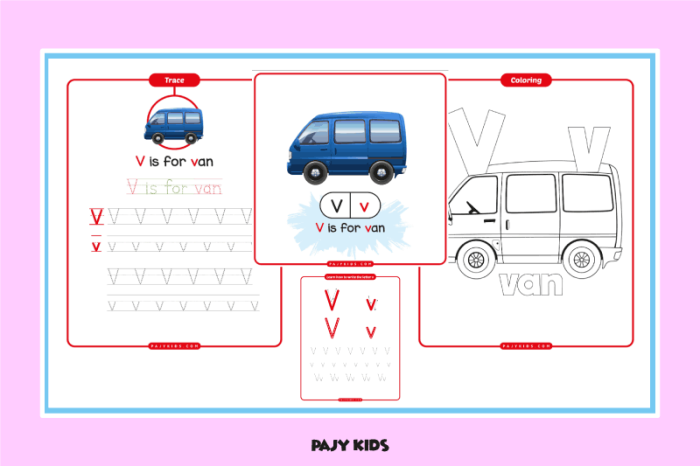 Fun V Is For... worksheet designed for Pre-K kids to enhance their alphabet skills Worksheet featuring activities for preschoolers to learn about the letter V through coloring and phonics