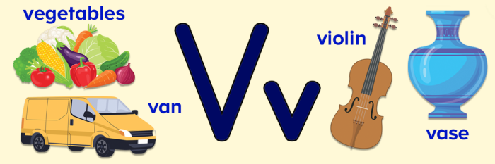 Preschool worksheet focusing on identifying beginning sounds for V and W by coloring pictures of a walrus, weasel, and vulture