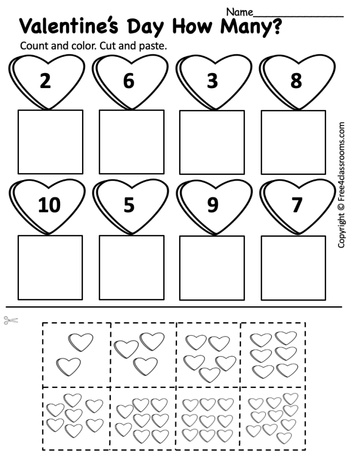 Valentine Math worksheet for First Grade