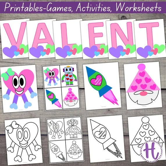 Valentine's Photo Garland worksheet for a fun craft project in fourth grade