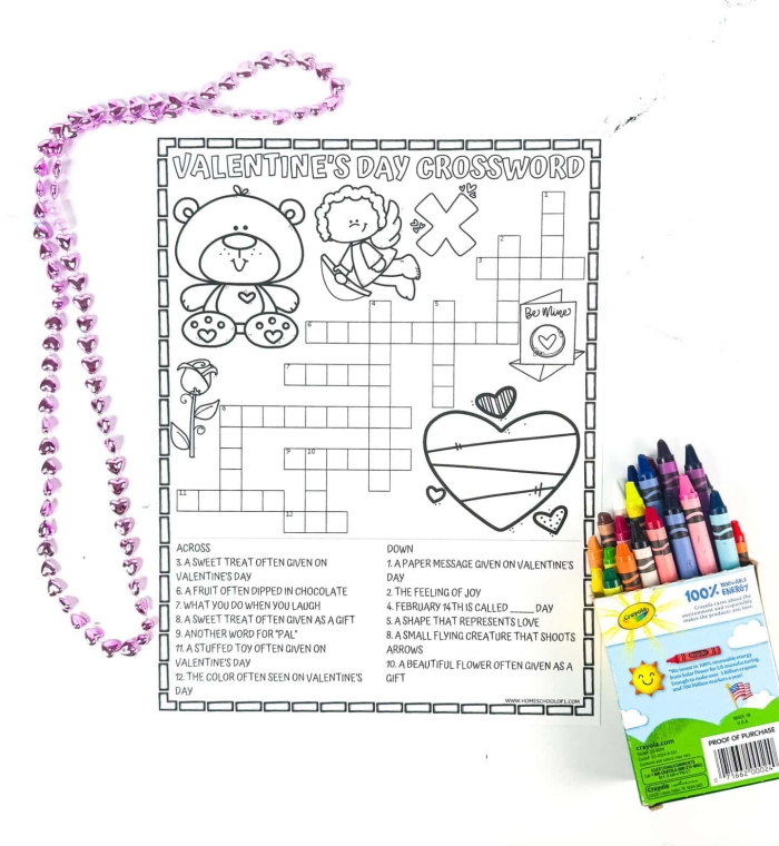 Valentine's Day photo garland craft worksheet for fourth graders