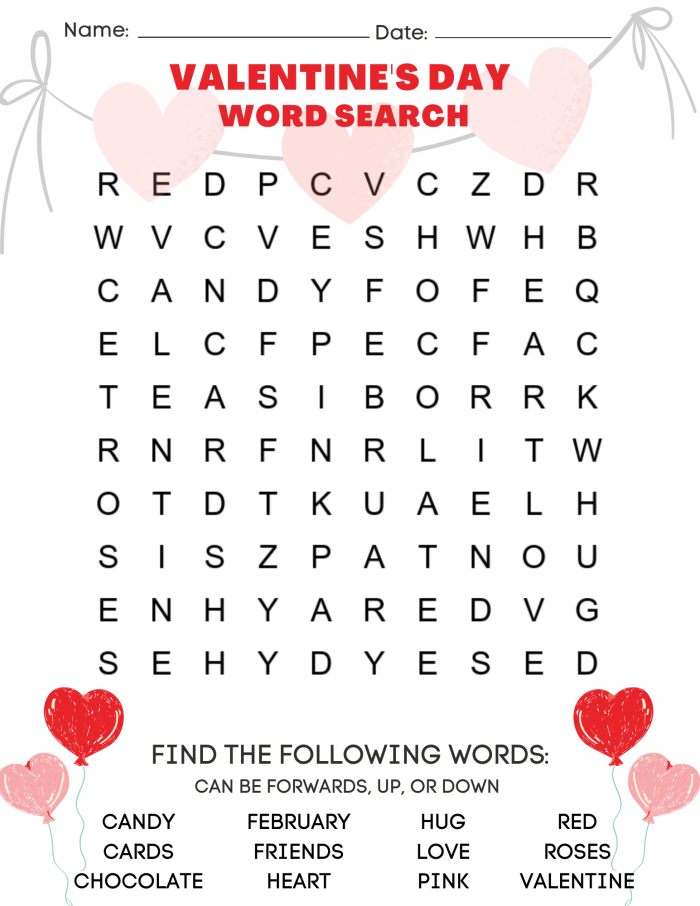 Fourth grade students find and circle 23 holiday vocabulary terms in this Valentine's Day word search activity