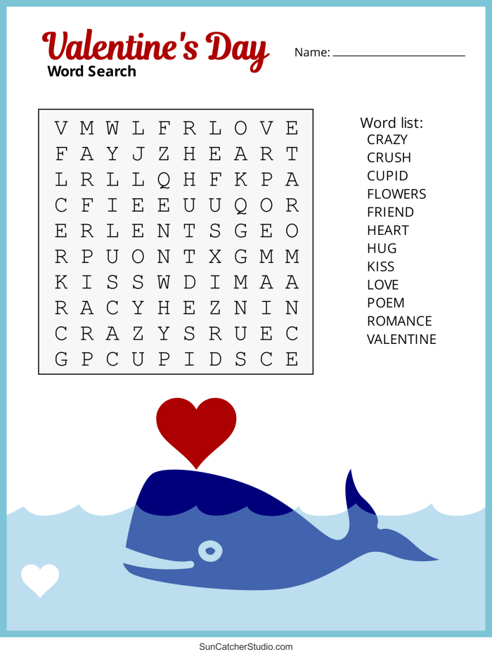 Valentine's Day word search worksheet for third graders to enhance vocabulary skills