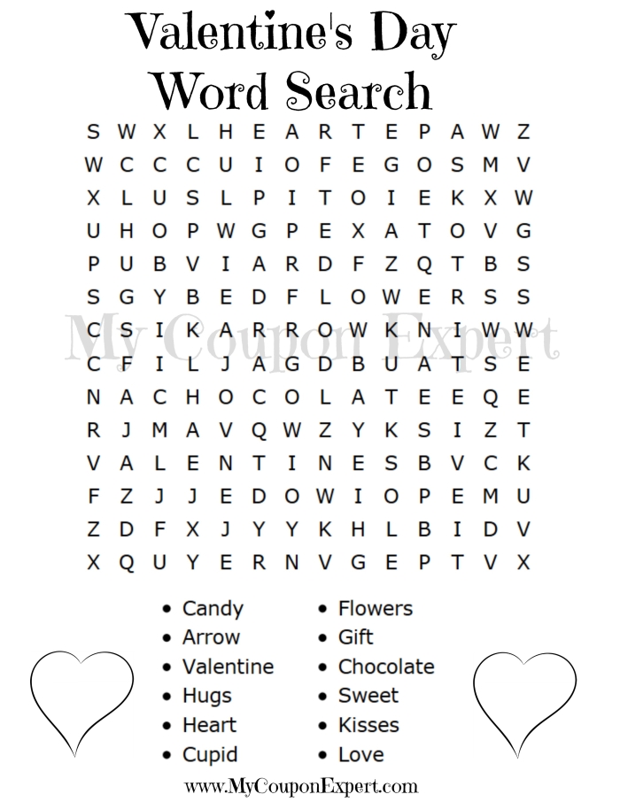 Valentine's Day Word Search worksheet for third graders to enhance vocabulary skills