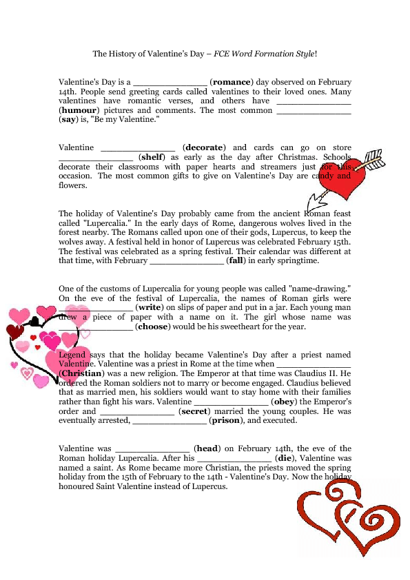 Fifth grade students reading about the origins and history of Valentine's Day on a worksheet