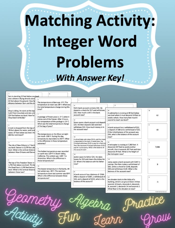 Variable Expression Word Problems Matching Activity Sixth Grade Worksheet 5 Sixth grade math students matching written word problems to corresponding variable expressions in a mixed operations worksheet